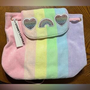 Stoney Clover Rainbow Terry Flap Backpack BNWT